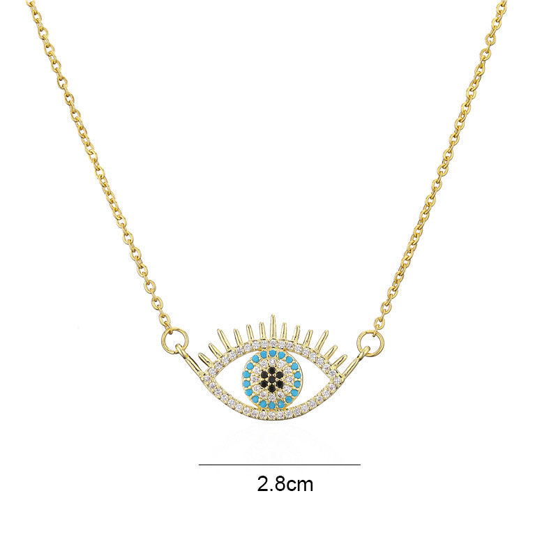 Hollow Evil Eye Hamsa Full Stones Pendant Necklace