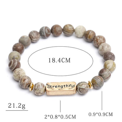 Natural Gemstone Strengthful Engraving Bracelet