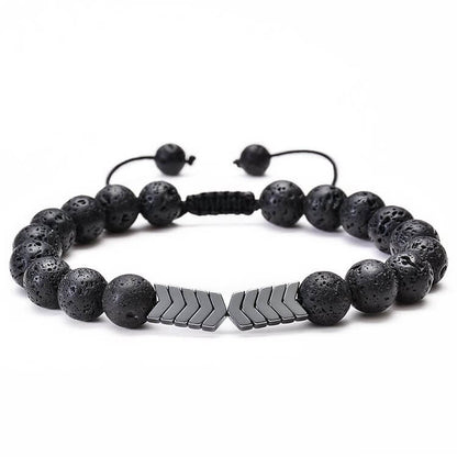 Lava Stone Colorful Magnetite Mens Bracelet