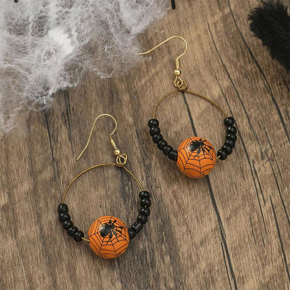 "Funny Goast" - Pumpkin Spider Halloween Earrings