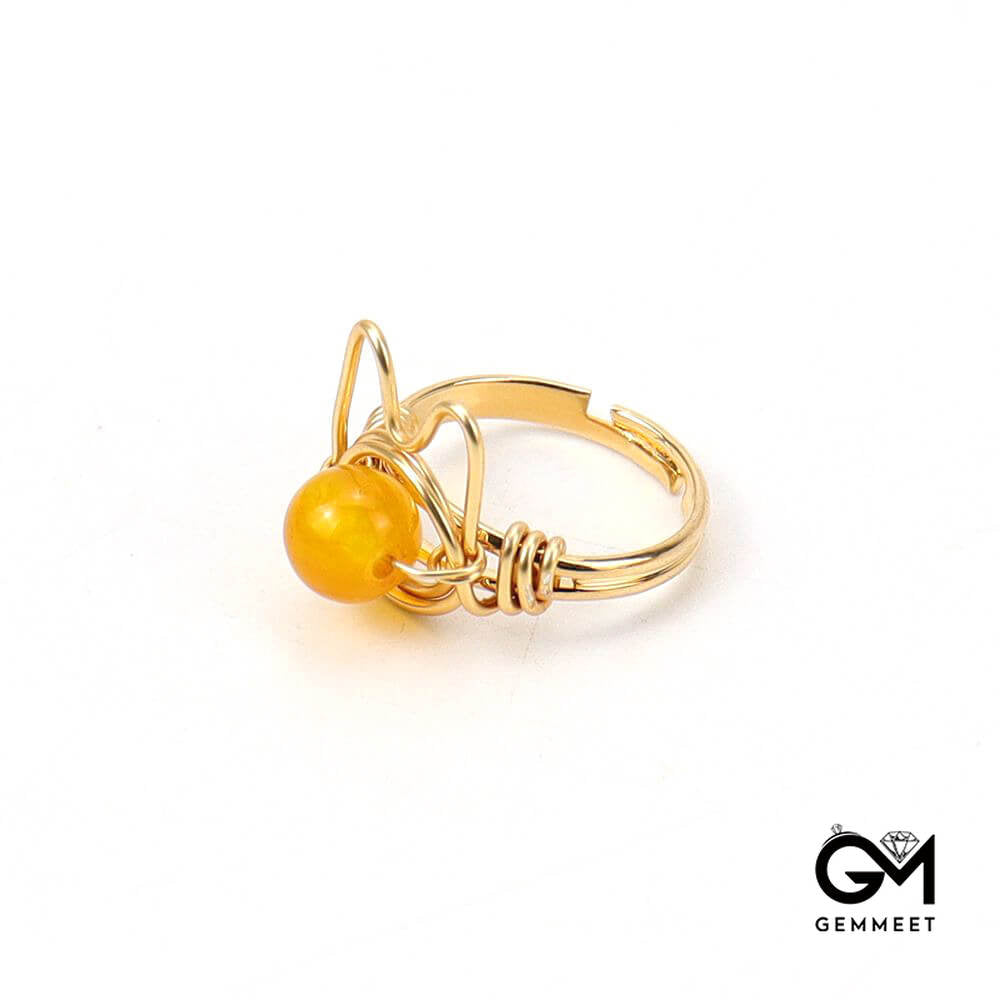 Golden Winding Agate Cat Ring