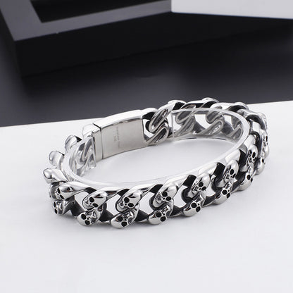 Men's Skull Punk Cuban Link Bracelet