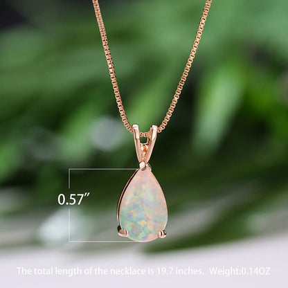 Synthetic Opal Water Drop Pendant Simple Necklace