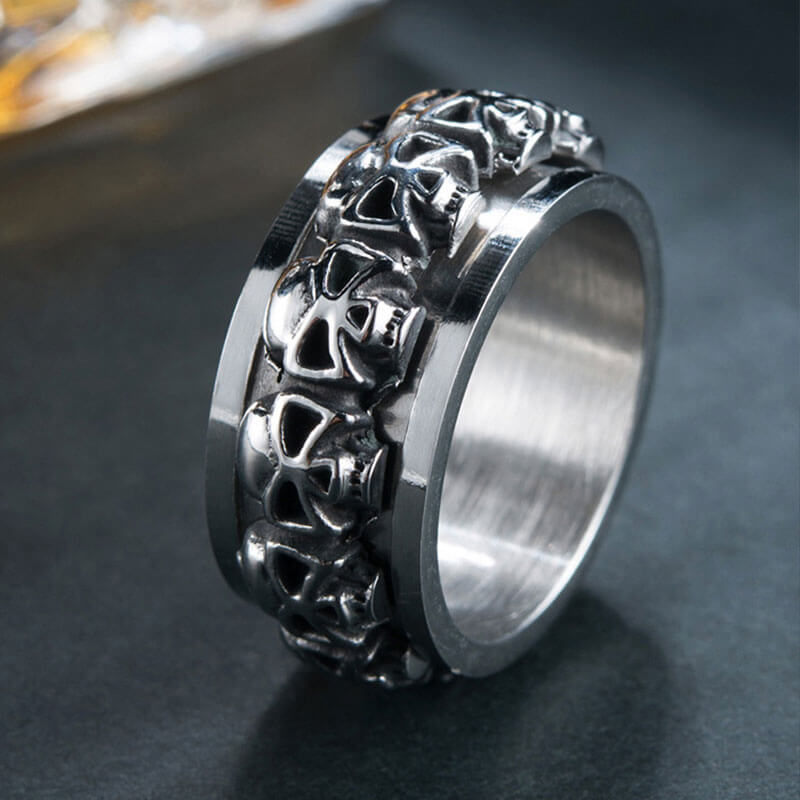 Release Stress Cool Skull Turnable Ring