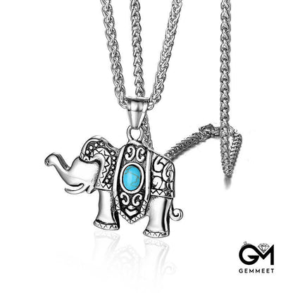 Stainless Steel Animal Elephant Pendant Necklace