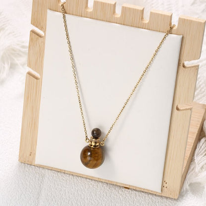 Round Stone Perfume Bottle Pendant Pendants Necklace