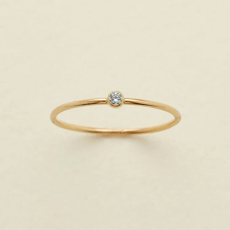 Birthstone 12 Month Birth Slim Ring