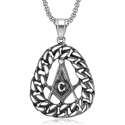 Stainless Steel Retro Masonic Pendant