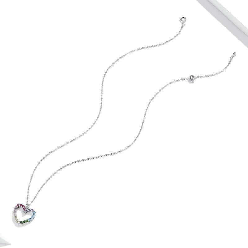 Women's Rainbow Heart Pendant Necklace