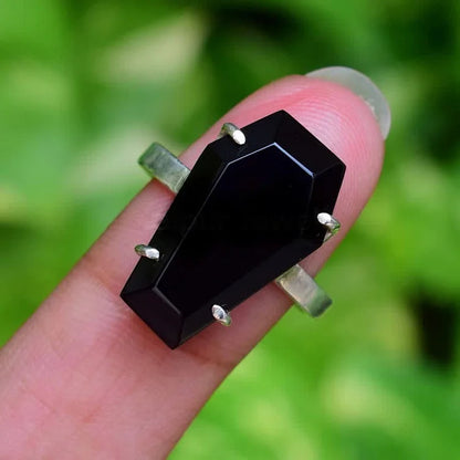 Black Onyx Coffin Ring