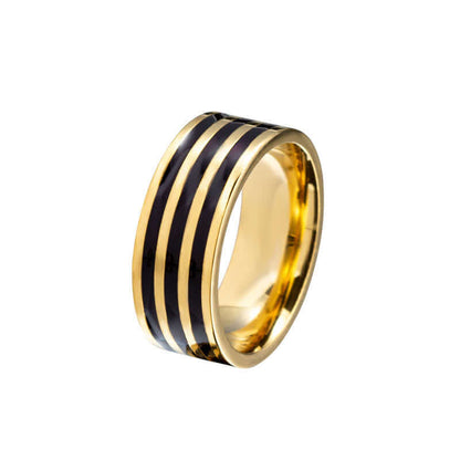 Two Tone Black & Yellow Gold Ring