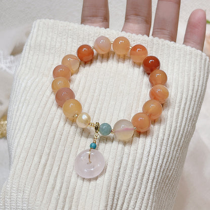 Multicolored Agate Rose Quartz Safety Buckle Bracelet