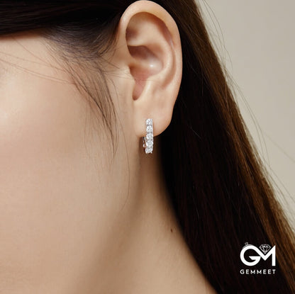 S925 Sterling Silver White Zircon U-shaped Earrings