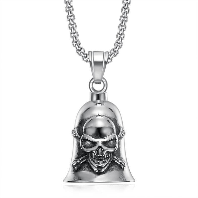 Retro Punk Men's Motorcycle Skull Riding Exorcism Bell Pendant