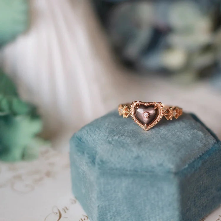 Sterling Silver Gold Plated Labradorite Heart Shaped Ring