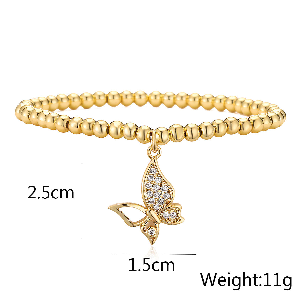 Cute Butterfly Full Stones Pendant Bracelet