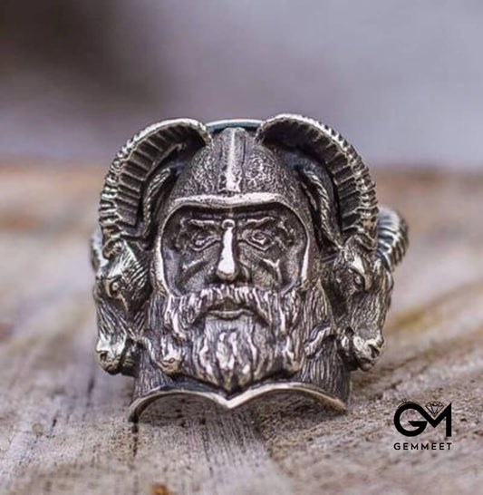 Vintage Viking Sheephead Odin Logo Ring