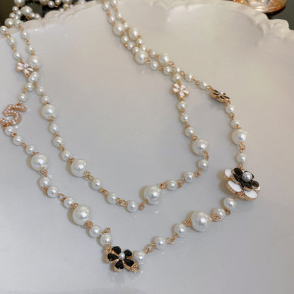 Zircon Pearl Crystal Long Necklace