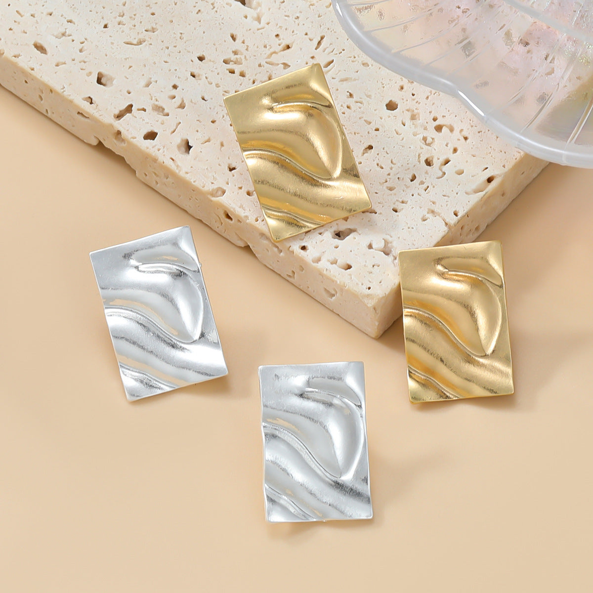 Alloy Metal Square Stud Earrings