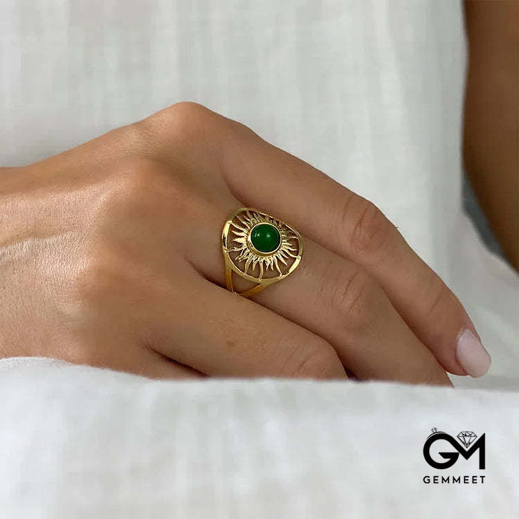 “Sun Arise” - Celestial Green Jade Ring