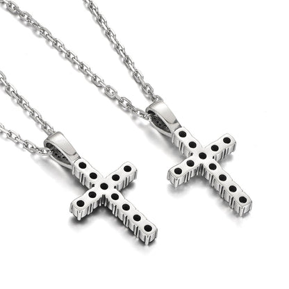 Sterling Silver Cross Zircon Pendants Necklace