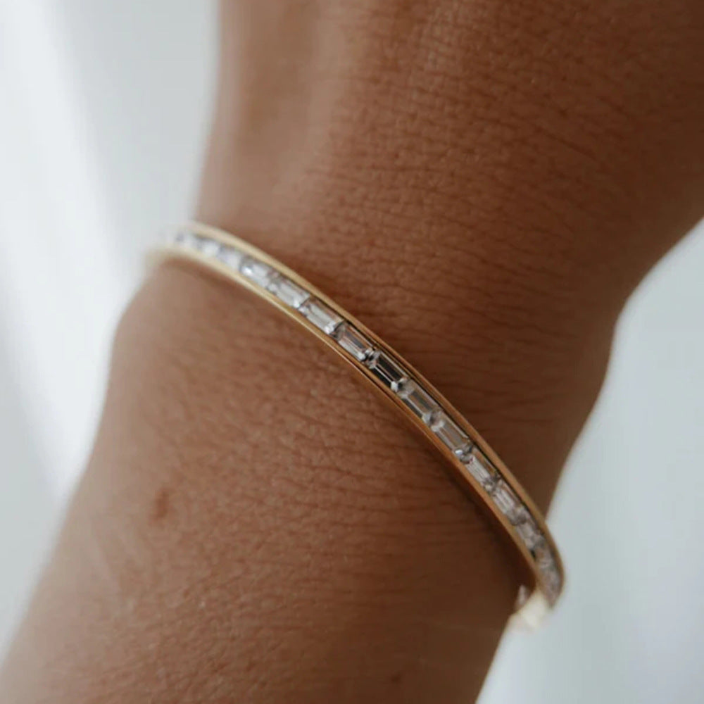 Channel Setting Stones Bangle Bracelet