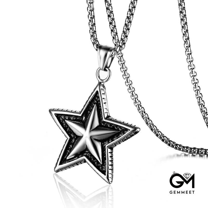 Stainless Steel Pendant Cast Five-pointed Star Necklace