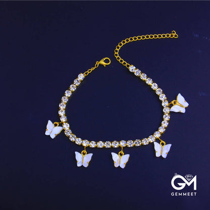 Beach Zircon Resin Butterfly Anklet