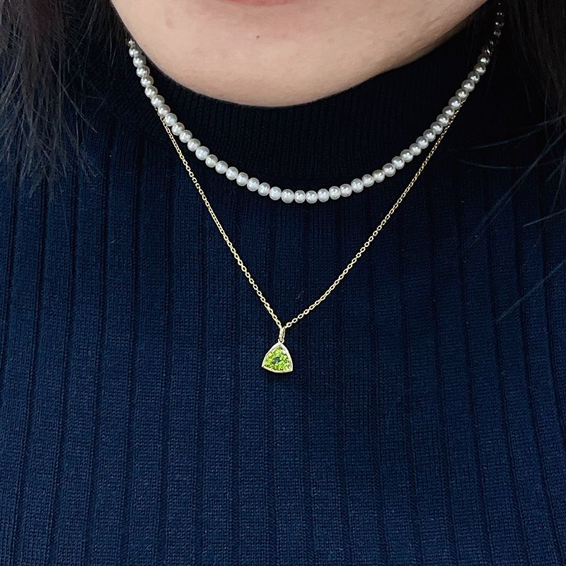 Peridot Triangle Pendant Necklace