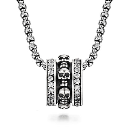 Sterling Silver Runner Skull Pendants Necklace