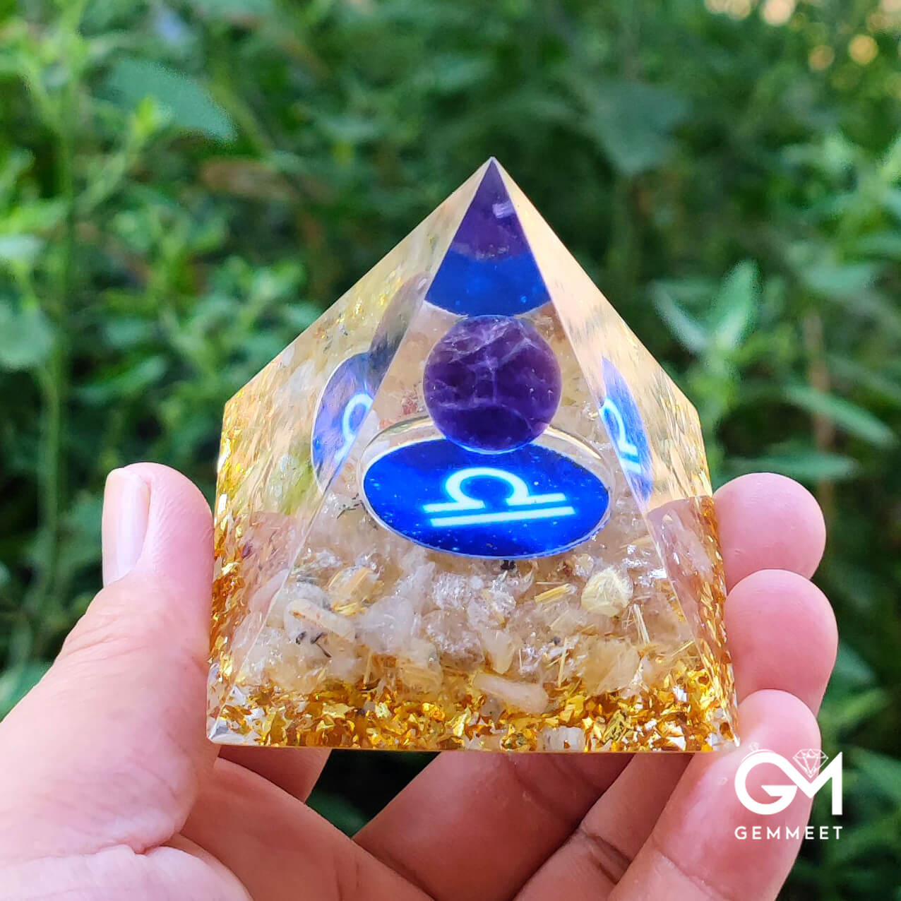 Blue Chalcedony Clear Quartz Orgone Pyramid