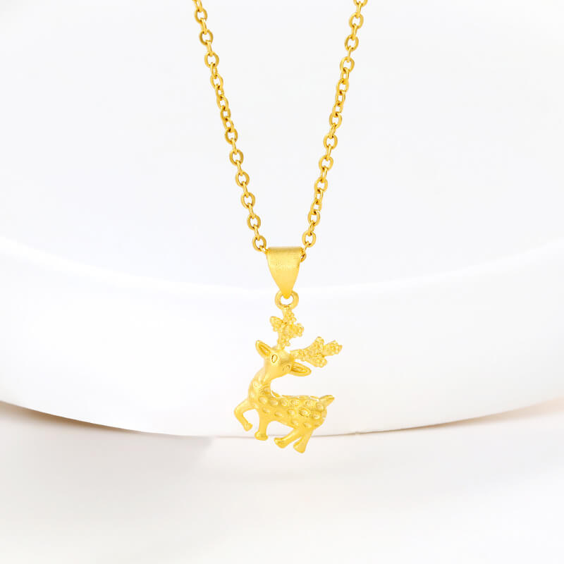 Christmas Light Luxury Niche Deer Pendant Alloy Gold-plated Elk Pendant