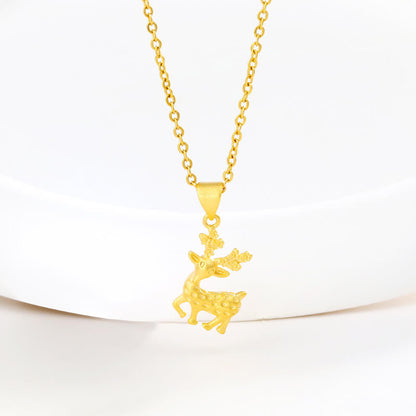 Christmas Light Luxury Niche Deer Pendant Alloy Gold-plated Elk Pendant