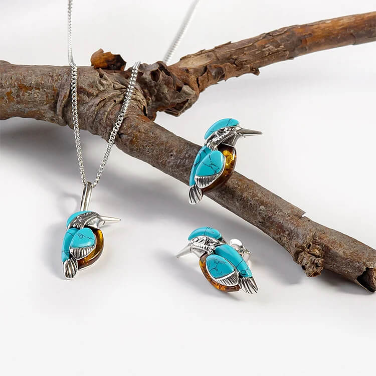 Turquoise Bird Necklace And Earrings