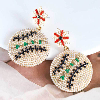 Casual Sports Style Baseball Bead Alloy Earrings