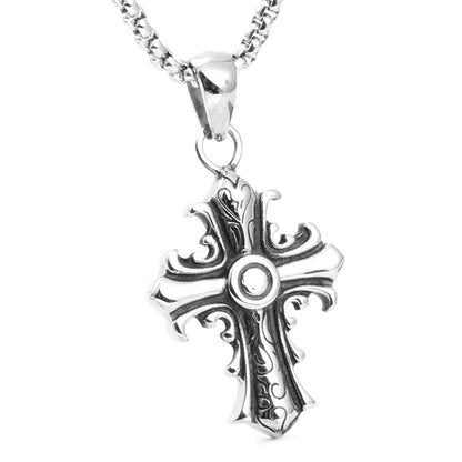 Hip Hop Retro Flower Shape Cross Pendant