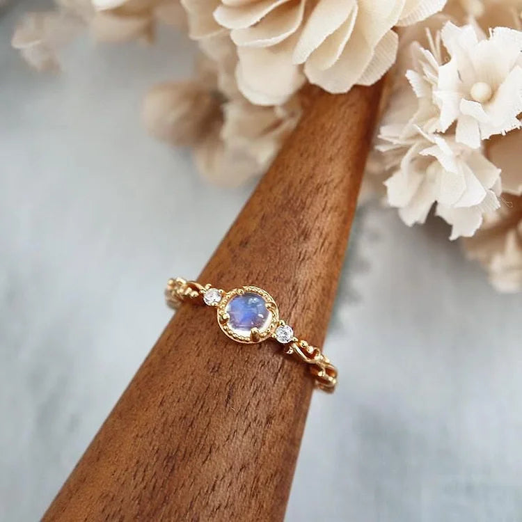 Natural Moonstone Zircon Delicate Ring