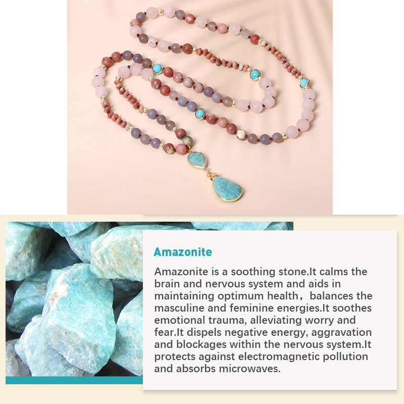 Bohemia Amazonite Pink Crystal Necklace