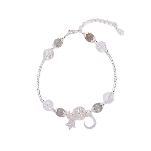 Simple Crystal White Popped Moonstone Bracelet