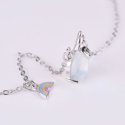 Moonstone Unicorn Rainbow Necklace