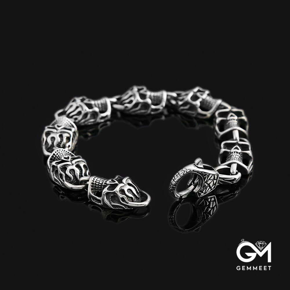 Punk Power Skull Titanium Steel Bracelet for Men