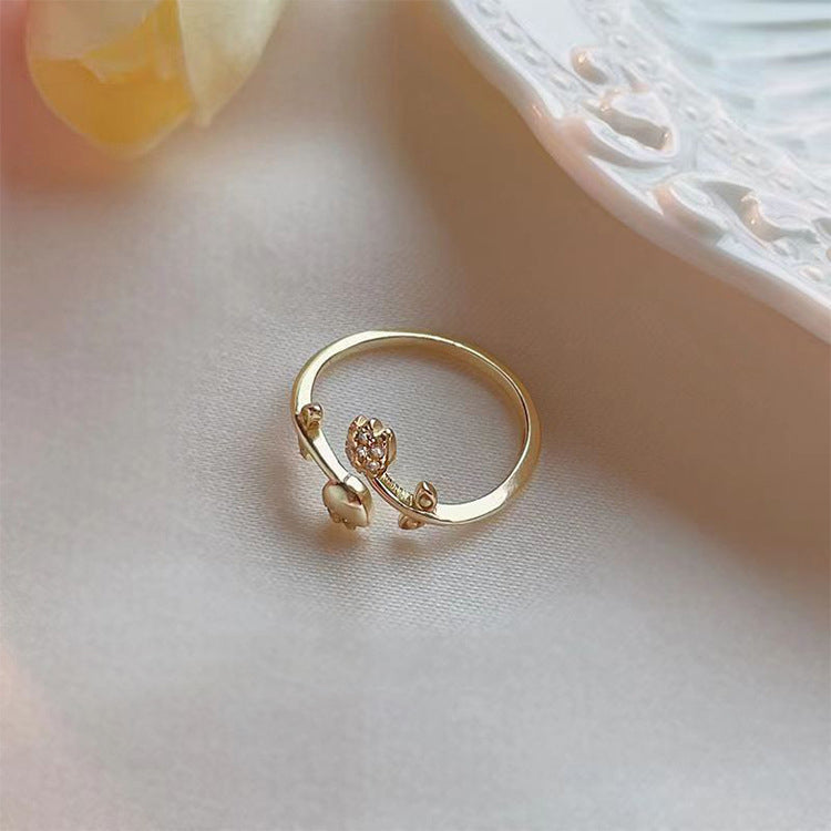 Beautiful Simple Rose Zirconia Open Ring