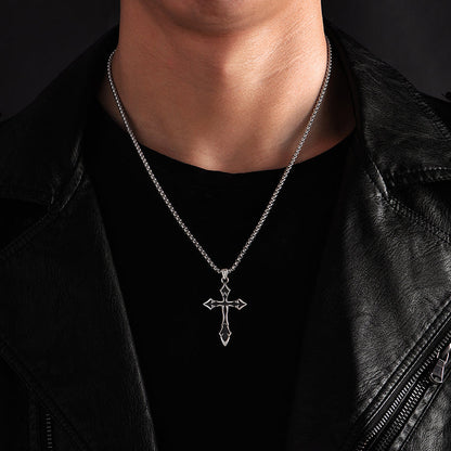 Sterling Silver Black Arrow Cross Pendants Necklace