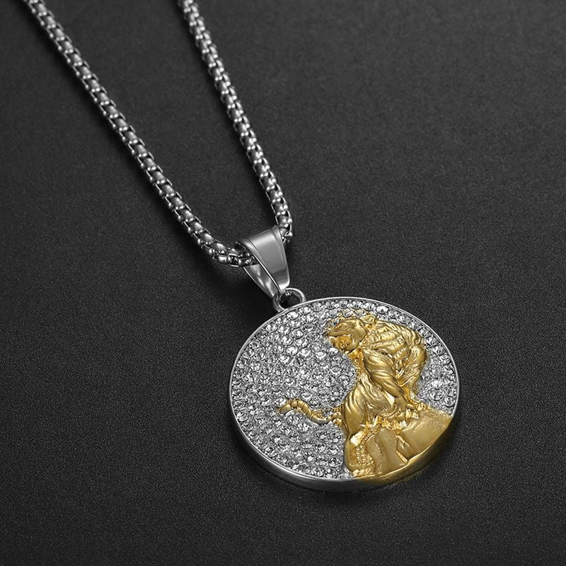 Hip Hop Gold Plated Zircon Tiger Pendant