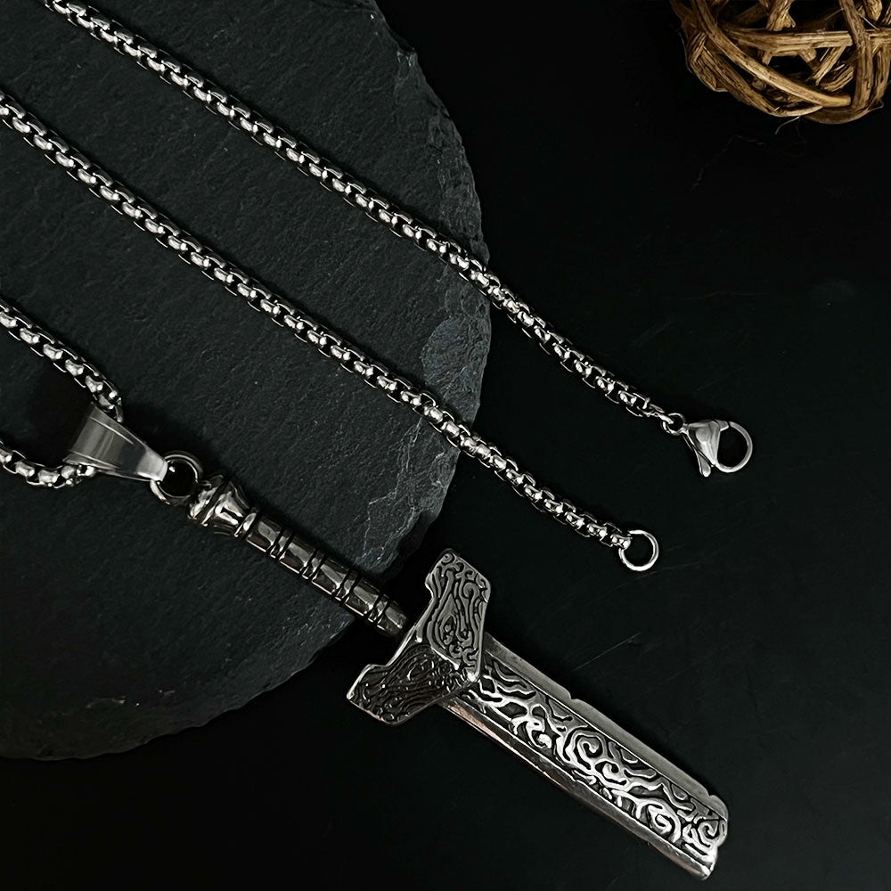 Broken Knife Sword Shape Stainless Steel Pendant Necklace