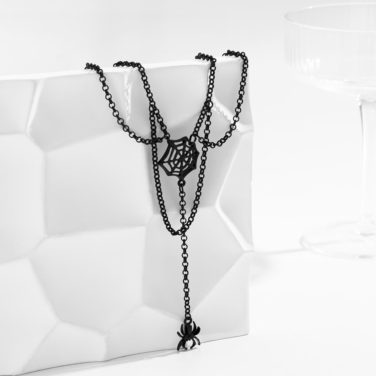 Halloween Spider Stacked Metal Necklace Trendy Personality Punk Style Chain Necklace