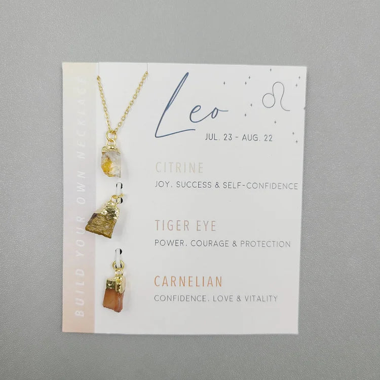 Zodiac Raw Crystal Set Pendants Necklace