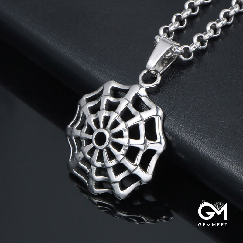 Spiderweb Titanium Steel Dreamcatcher Necklace