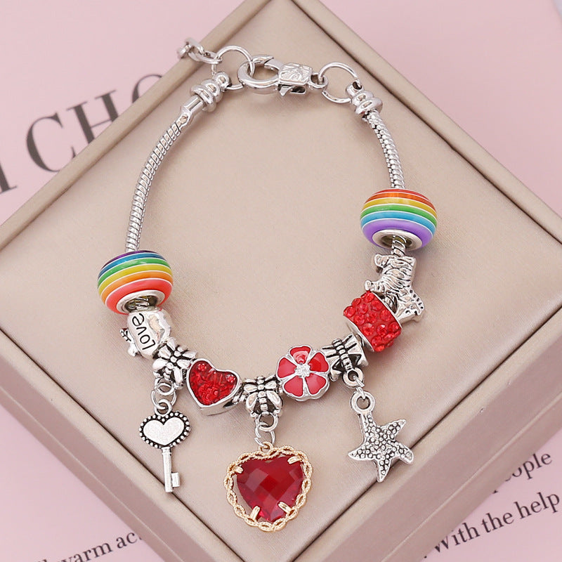 DIY Colored Love Crystal Bracelet