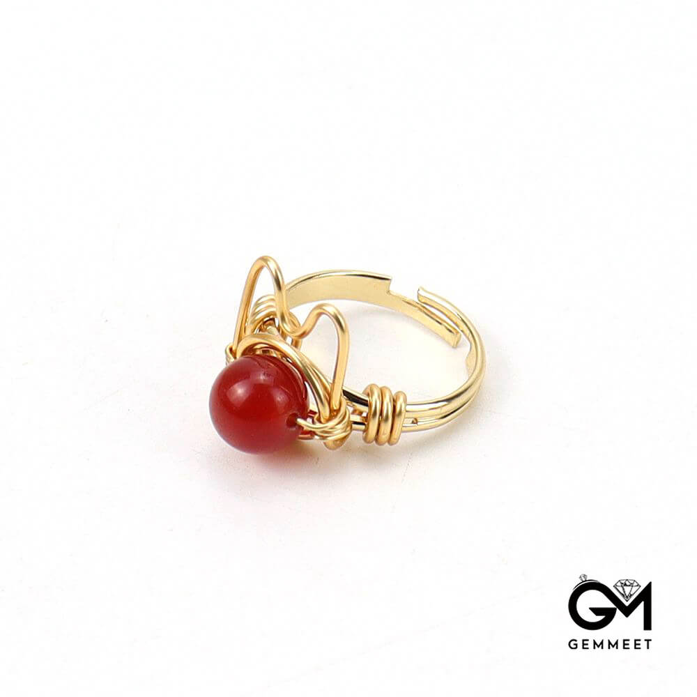 Golden Winding Agate Cat Ring